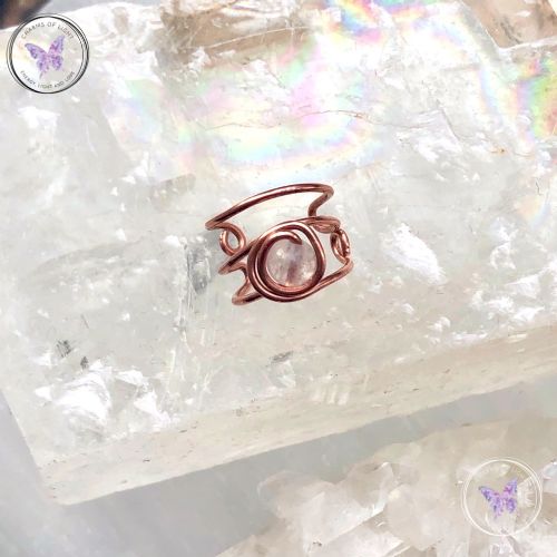 Rose Quartz Triple Band Copper Ear Cuff